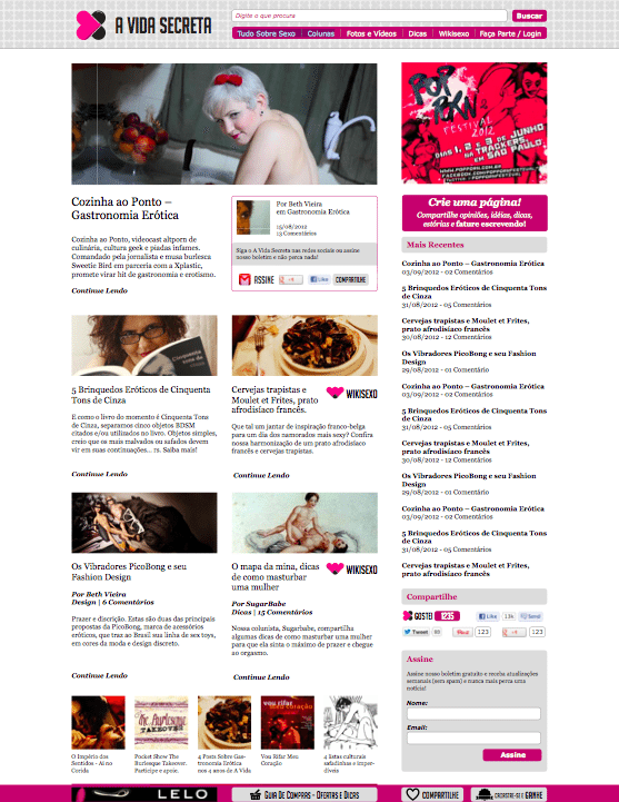 Novo Lay-out do Site A Vida Secreta