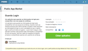 Tela do aplicativo Guarda Login no Podio Marketplace