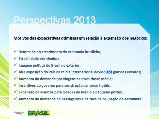Página do Pesquisa Anual de Conjuntura Econômica do Turismo – 2013