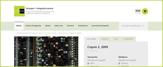Página do novo site da Fotospot