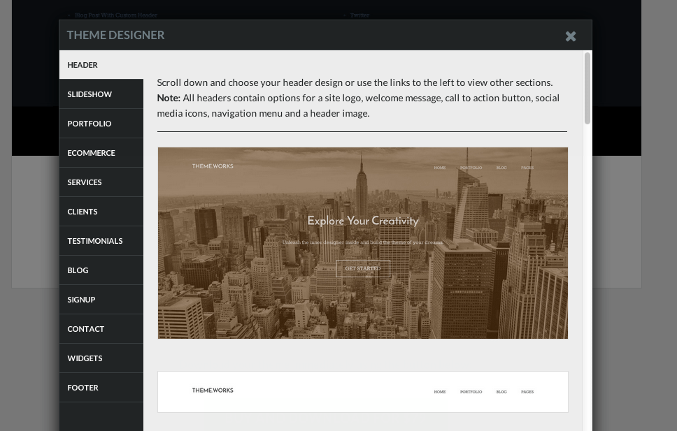 Construtor de temas do Theme Works