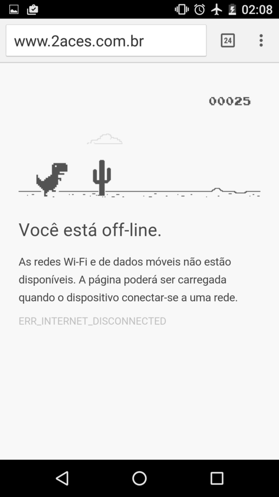 Easter Egg: jogo no Chrome, passo 3: clique em qualquer parte da tela para fazer o dinossauro saltar