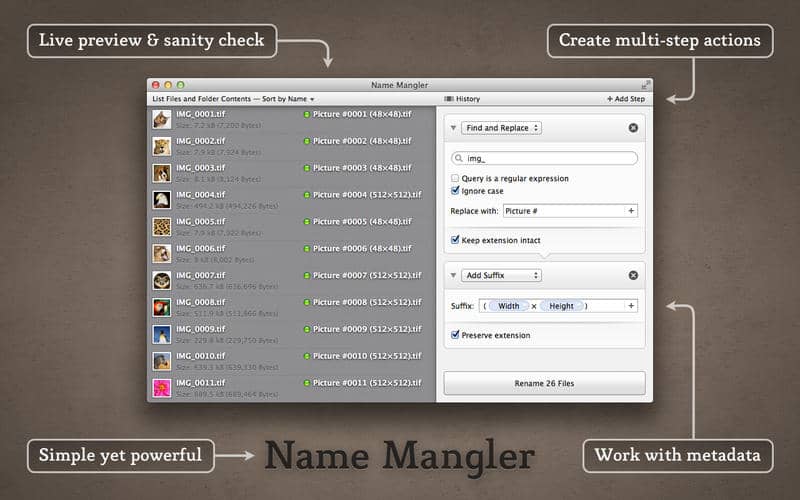 Tela do app Name Mangler