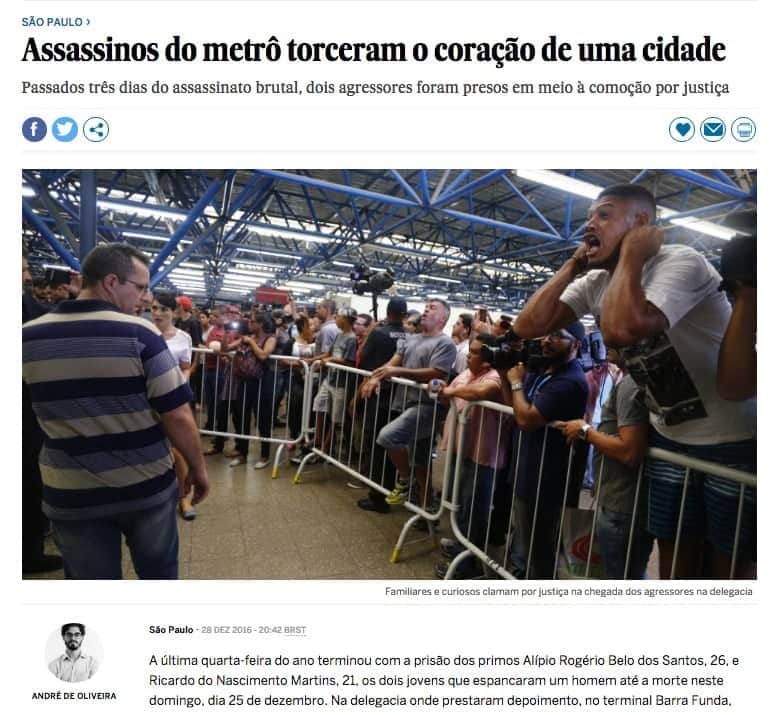 Reprodução do site com Notícia sobre o caso no El País