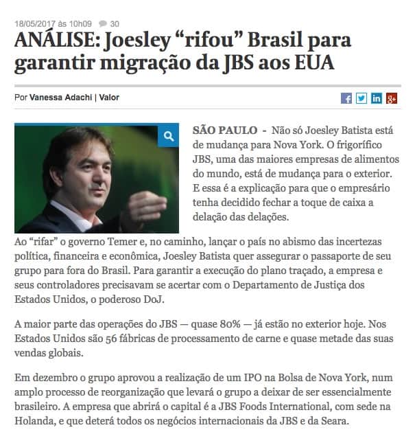 análises sobre a delação mais-que-premiada do grupo JBS