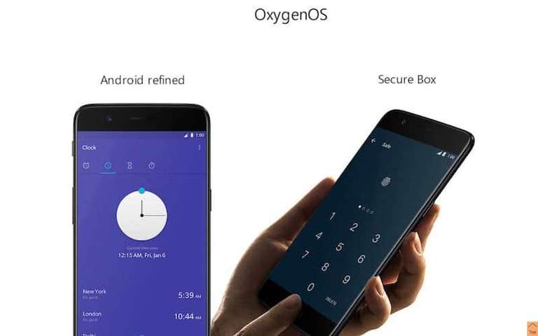 Telas do sistema operacional Android Oxygen OS no OnePlus 5