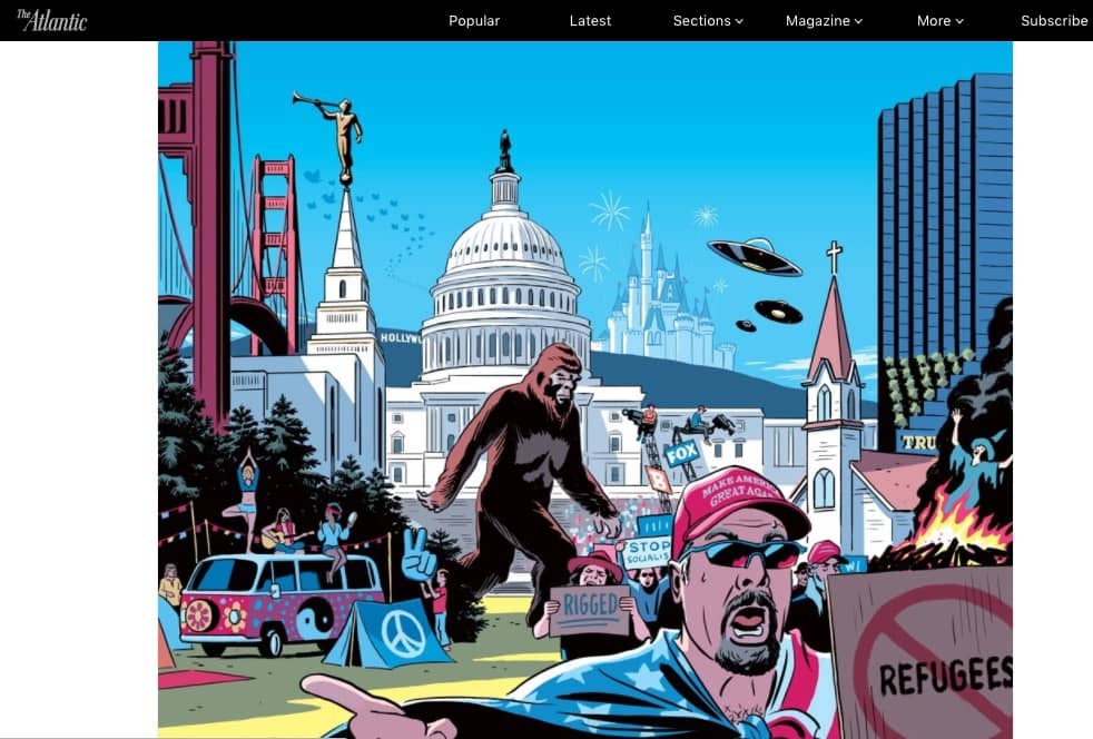 site da The Atlantic com o artigo Como os EUA ficaram loucos (How America Lost It's Mind)