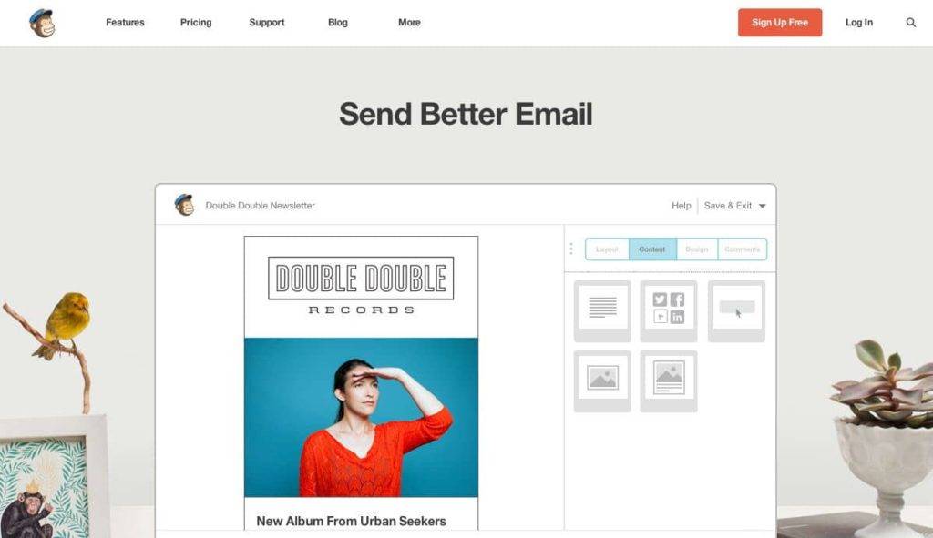 Mailchimp's homepage and wonderful interface