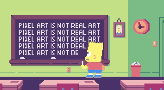 O Bart em pixel art diz: pixel art não é arte de verdade