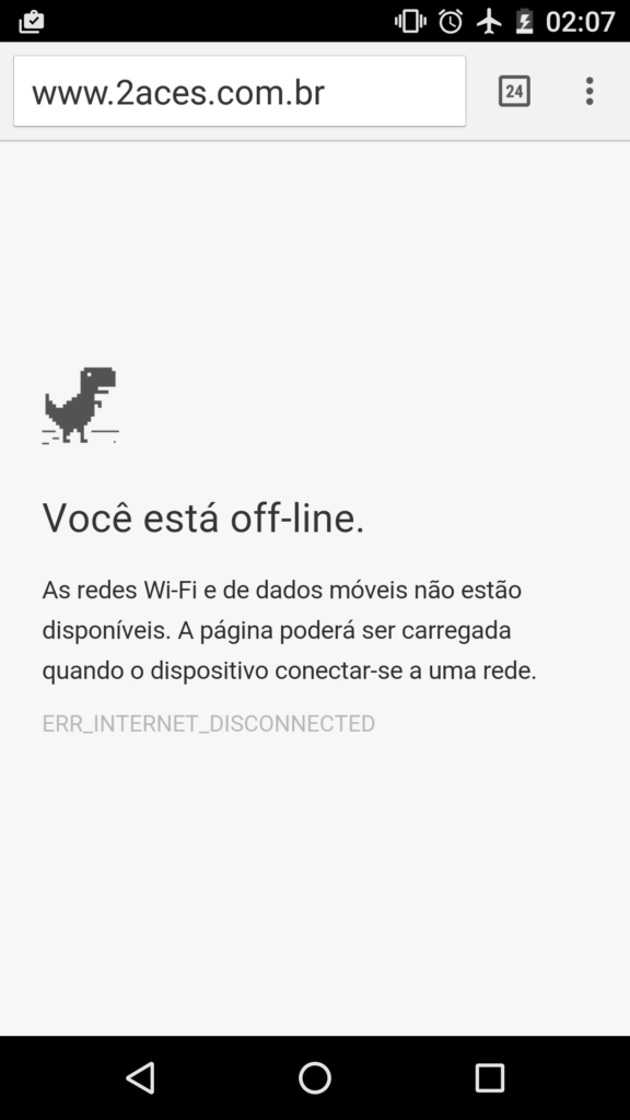 Easter Egg: jogo surpresa do Chrome, passo 1: deixe offline e tente acessar um site