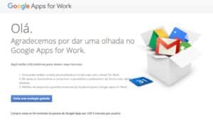 Tela do site Google Apps para Empresas