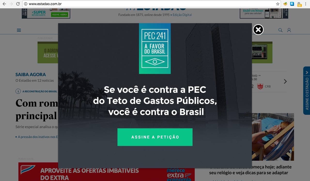 popup no site estadao.com.br